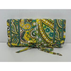 Vera Bradley LEMON PARFAIT Jewelry Role Travel Tote Quilted Yellow Tie